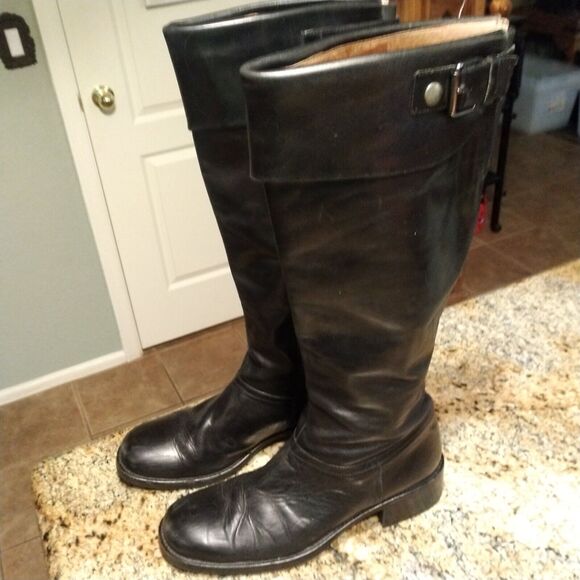 Jones Bootmaker Black Equestrian Riding Knee Booties Spain 9.5 Leather Heels Zip - Picture 4 of 12